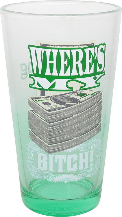Breaking Bad Where's My Money Bitch Pint Glass in Green