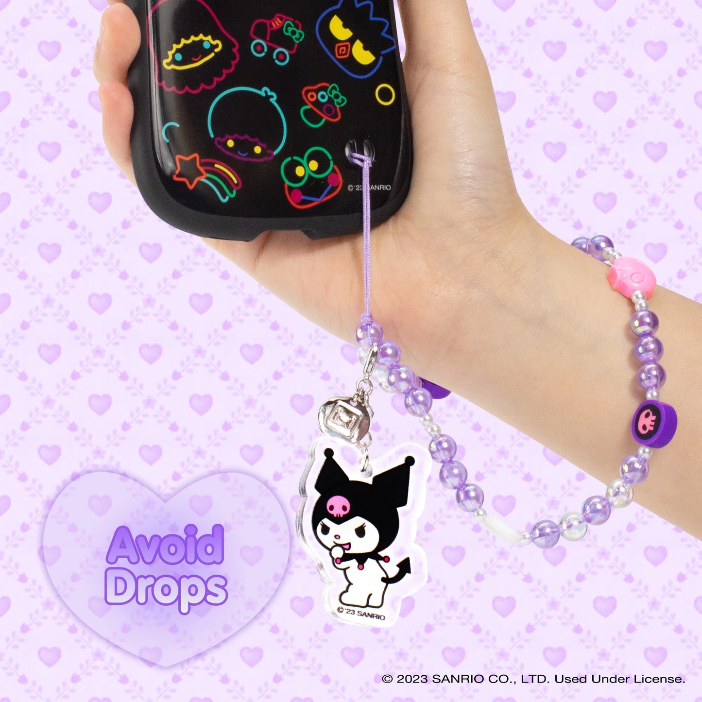 Hello Kitty and Friends Beaded Wristlet Universal Phone Charm Strap - Kuromi