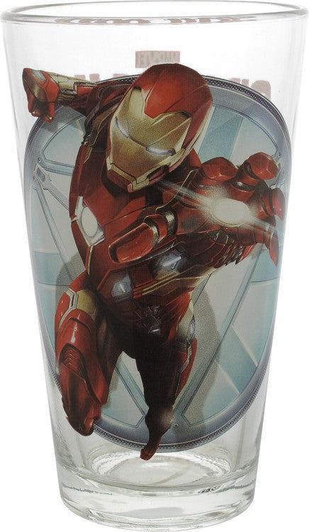 Captain America Civil War Iron Man TT Pint Glass Marvel Civil War
