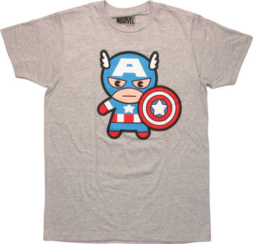 Captain America Kawaii Stance Heather Gray T-Shirt