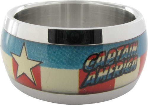 Captain America Name Shield American Flag Ring