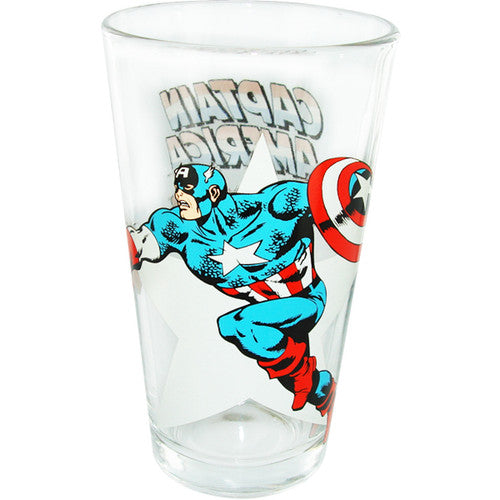 Captain America Side Star Pint Glass in White