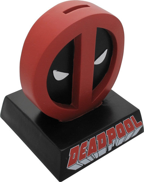 Deadpool Logo Name Molded Coin Bank in Red