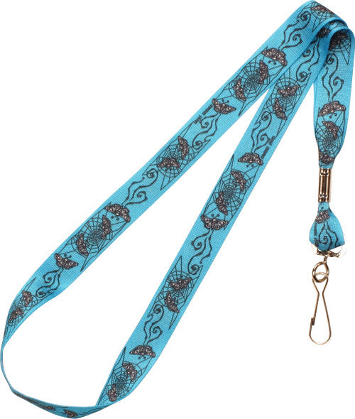 Corpse Bride Web And Butterflies Lanyard in Blue