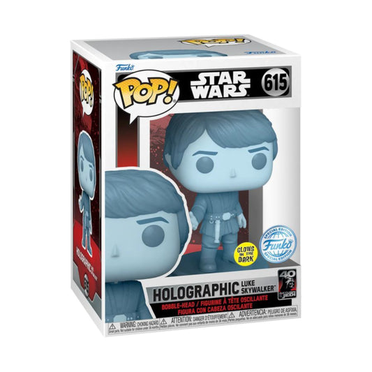 Funko Pop! Star Wars Episode VI: Return of the Jedi - Holographic Luke Skywalker 40th Anniversary Glow-in-the-Dark