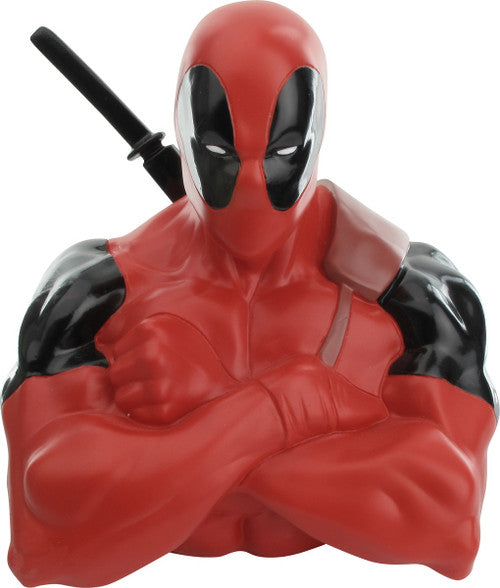Deadpool Crossed Arms Bust Molded Coin Bank in Red