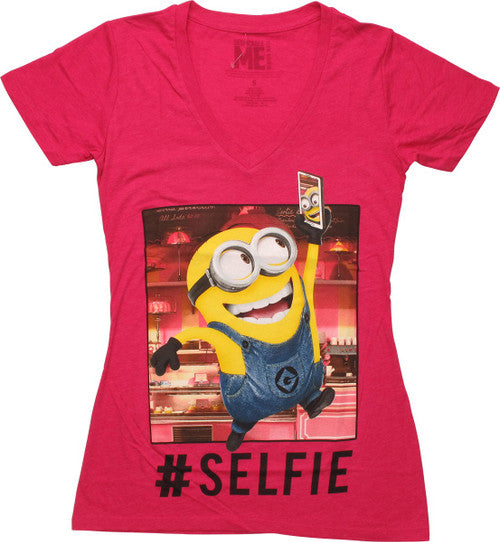 Despicable Me Minion Selfie V Neck Juniors T-Shirt