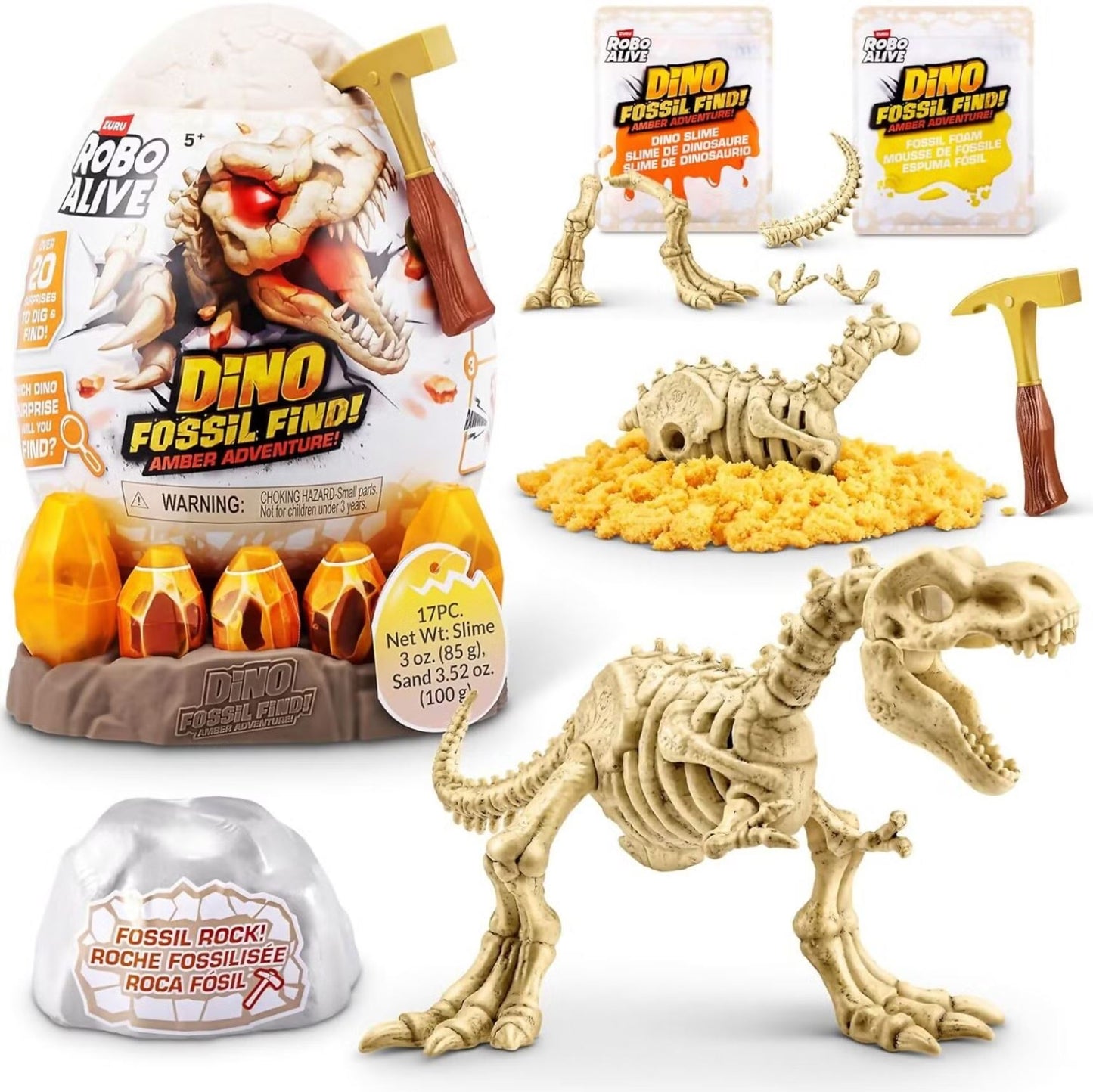 Robo Alive Light-Up Dinosaur Fossil Amber Adventure (Contents may vary)