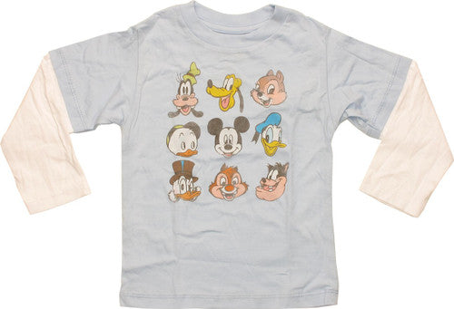 Disney 9 Characters Faces Long Sleeve InfanT-Shirt