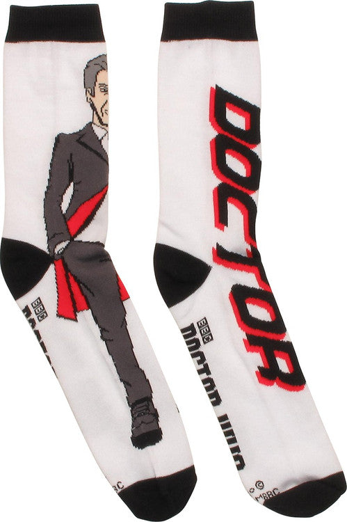 Doctor Who 12th Doc Toon Crew Socks in White
