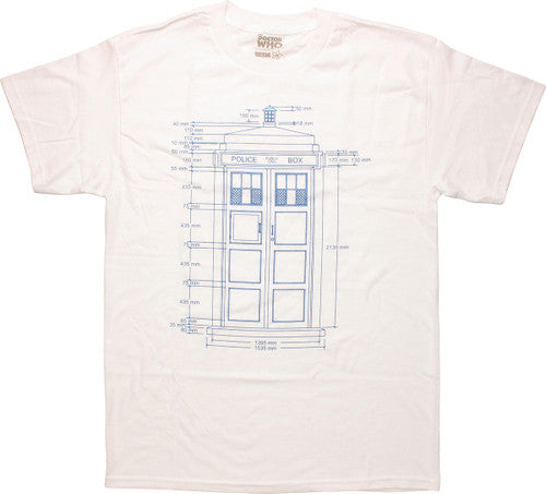 Doctor Who TARDIS Blueprints White T-Shirt