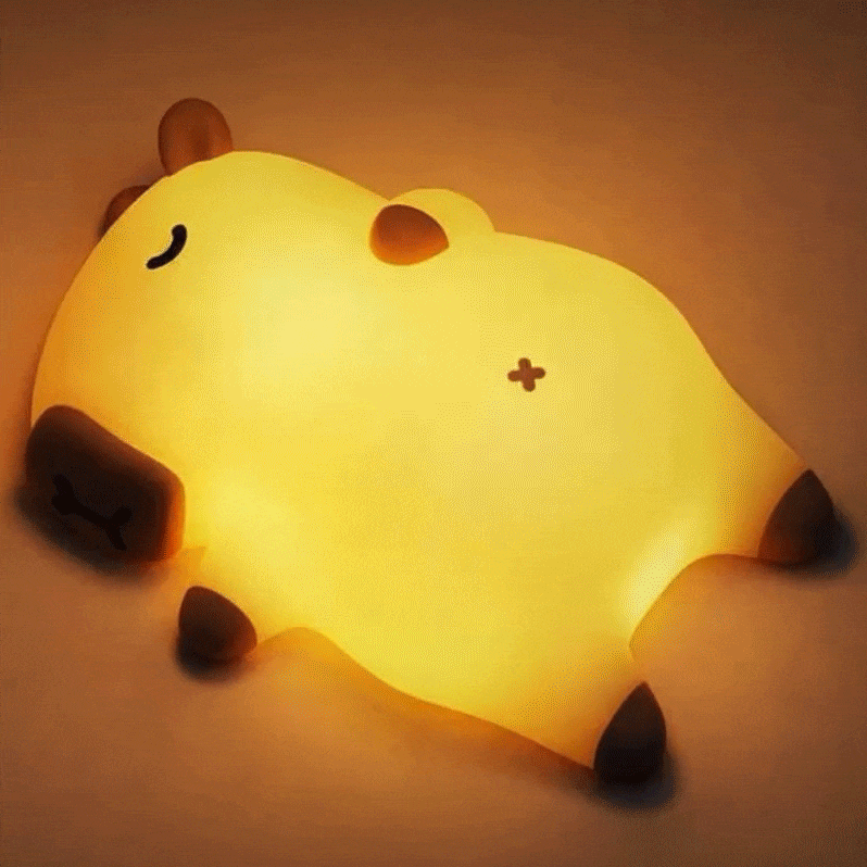 Sleeping Capybara Breathing Squishy Silicone Companion Sound LED Night Light