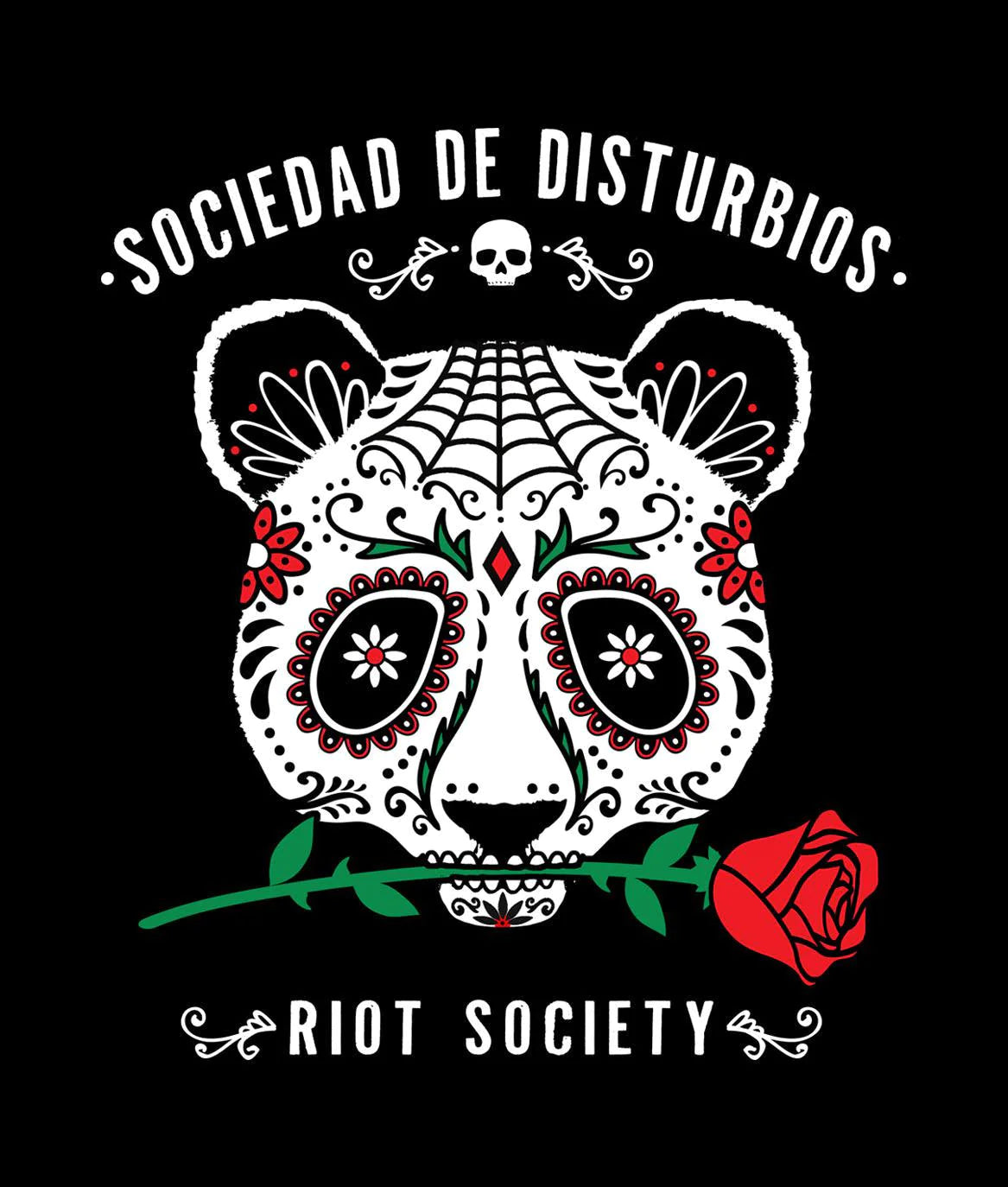 Riot Society Day of the Dead Panda Rose Hoodie