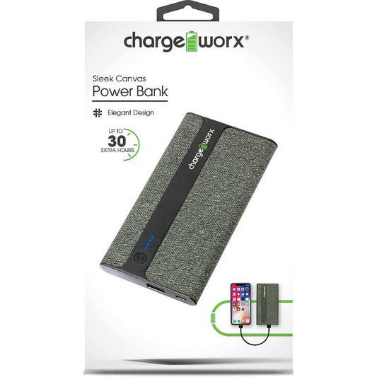 Chargeworx 4000mAh Sleek Canvas Power Bank [Green]