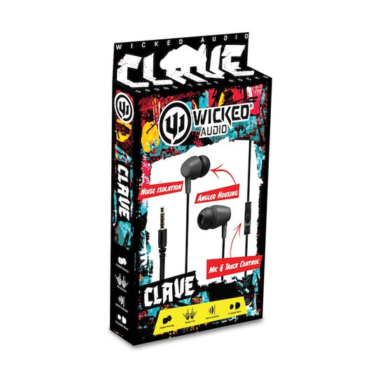 Wicked Clave Earbuds w/mic Black