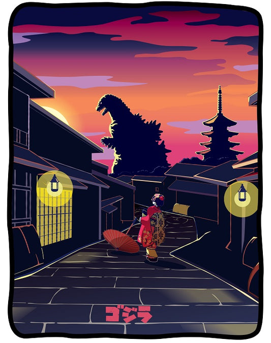 Godzilla Sunset Plush Throw Blanket