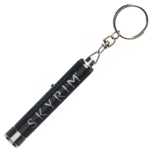 Elder Scrolls Skyrim Logo Flashlight Keychain in Silver