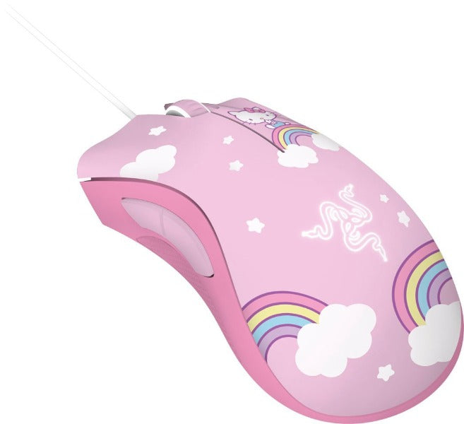 Razer - Hello Kitty Edition Wired Optical Gaming Mouse with DeathAdder Essential and Goliathus Mouse Pad (Medium) - Pink