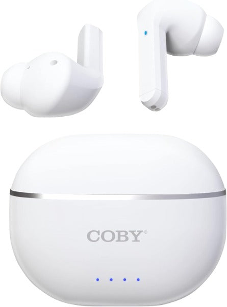 Coby Noise Canceling Earbuds Wireless, White