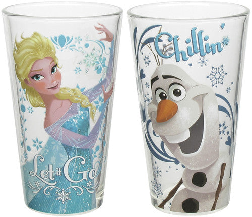 Frozen Elsa and Olaf Clear Pint Glass Set in Blue