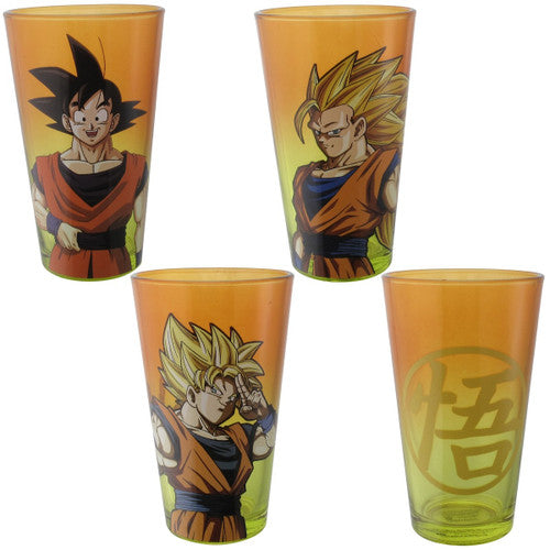 Dragon Ball Z Goku Versions 4 Pint Glass Set in Gold