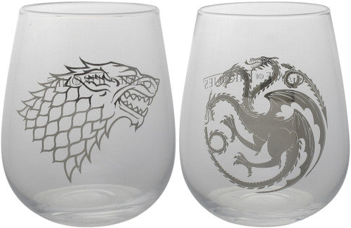 Game of Thrones Stark Targaryen Stemless Glass Set