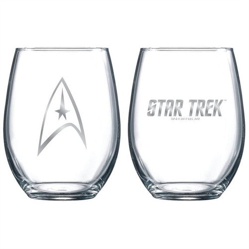 Star Trek Logo Name Clear Stemless Wine Glass Set