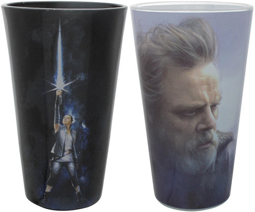 Star Wars Force Awakens Rey Luke Pint Glass Set in Blue