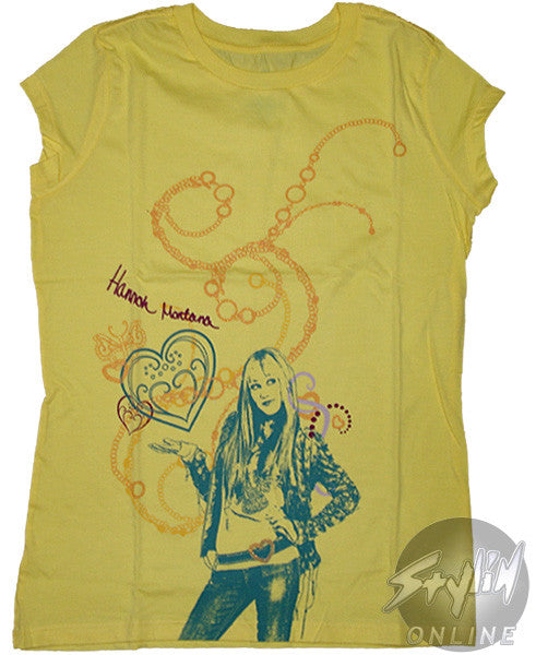 Hannah Montana Yellow Hearts Tween T-Shirt