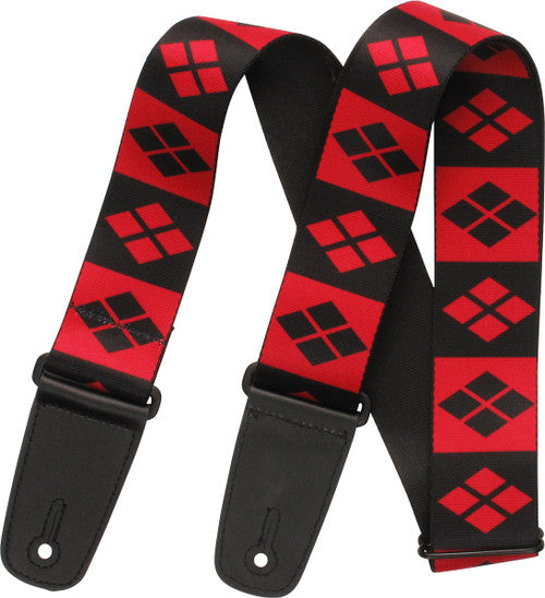 Harley Quinn Checkerboard Symbols Guitar Strap
