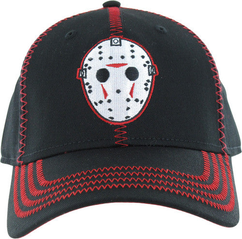 Friday The 13Th Mask Stitch Snap Hat in Red