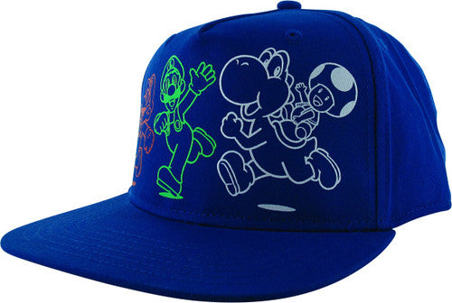 Super Mario Hero Outlines Blue Snapback Youth Hat