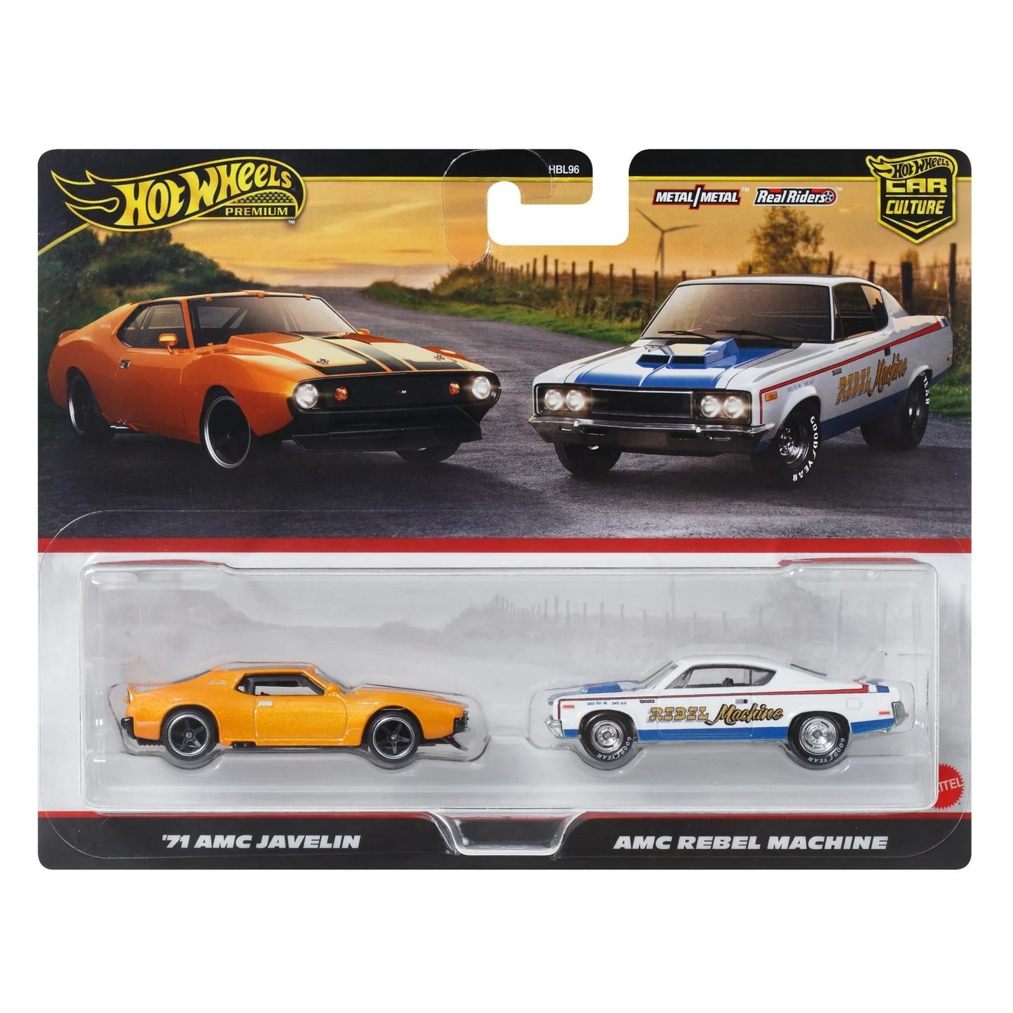 Hot Wheels Premium Car Culture 1971 AMC Javelin & AMC Rebel Machine Diecast 2 Pack