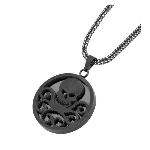 Hydra Logo Stainless Steel Necklace in Black