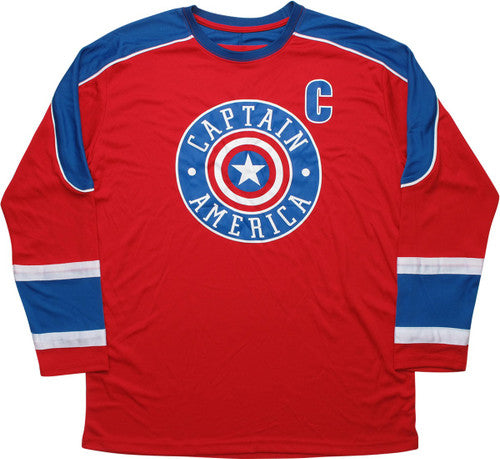 Captain America Shield Logo Captains Hockey Jersey Top