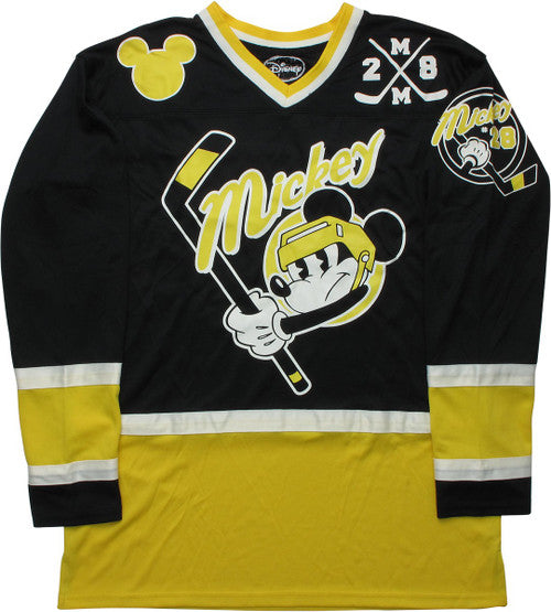 Mickey Mouse 28 Black and Yellow Hockey Jersey Top