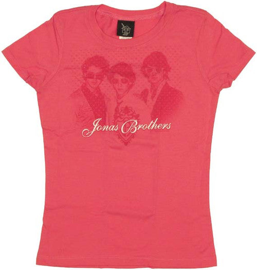 Jonas Brothers Group Pink Girls Youth T-Shirt