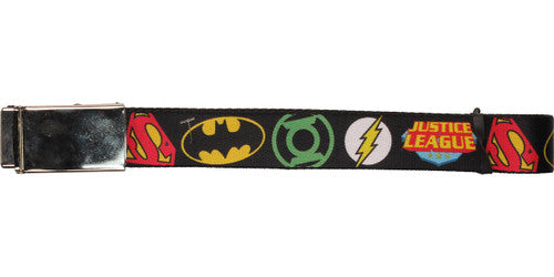 Justice League Logos Mesh Belt in Green