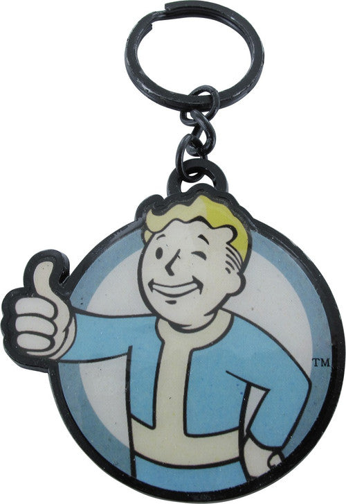 Fallout Vault Boy Thumbs Up Metal Keychain in Blue
