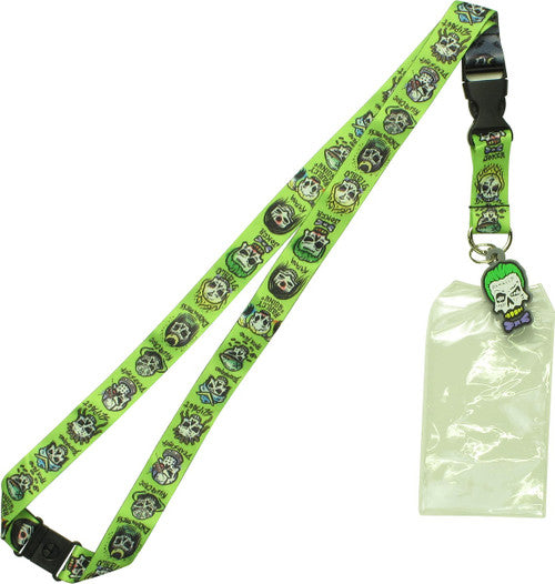 Suicide Squad Skull Characters Charm Lanyard in Black