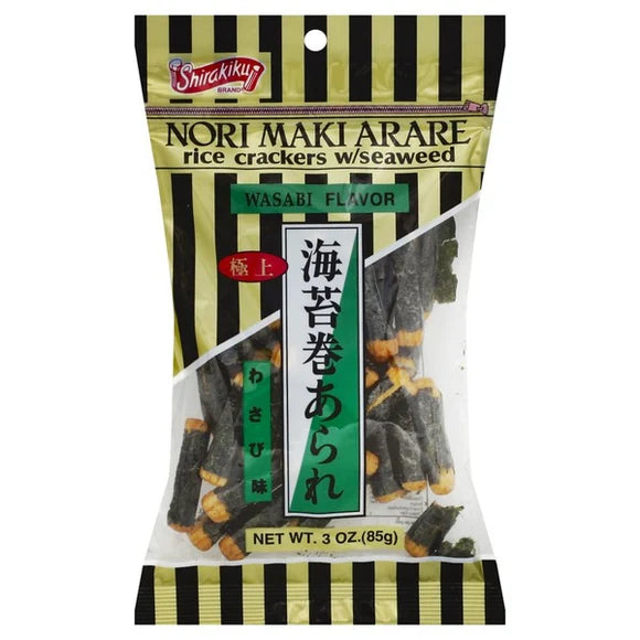 Shirakiku Norimaki Arare Rice Cracker with Seaweed - Wasabi