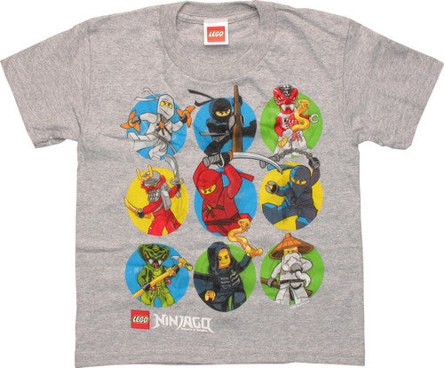 Lego Ninjago Characters Circles Juvenile T-Shirt