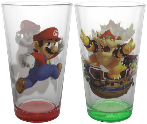 Mario and King Koopa Pint Glass Set in Peach