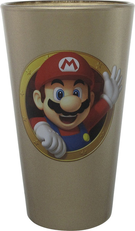 Mario and Luigi Metallic Gold Pint Glass