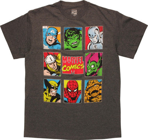 Marvel Comics Vintage Characters Squares T-Shirt