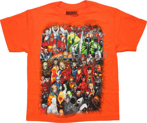 Marvel Group Shot Orange Youth T-Shirt