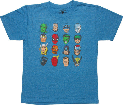 Marvel Hero Faces Distressed Youth T-Shirt