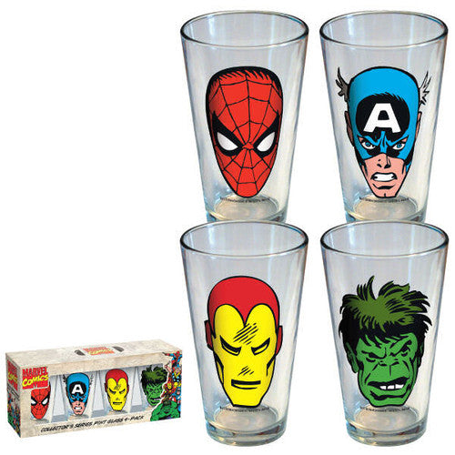 Marvel Retro Heads Pint Glass Set in Silver