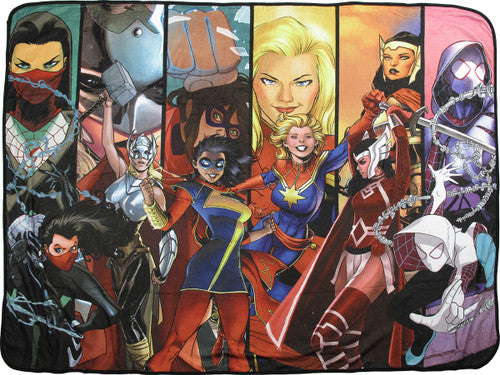 Marvel Super Heroines Six Panel Fleece Blanket
