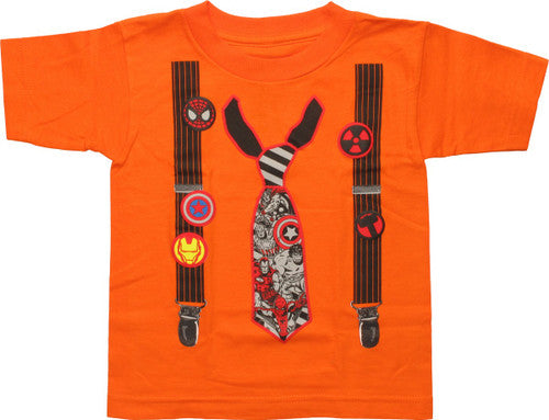 Marvel Suspenders Pins and Tie Toddler T-Shirt